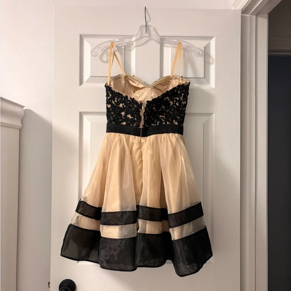 La Femme Elegant Cream Dress - Picture 3 of 6